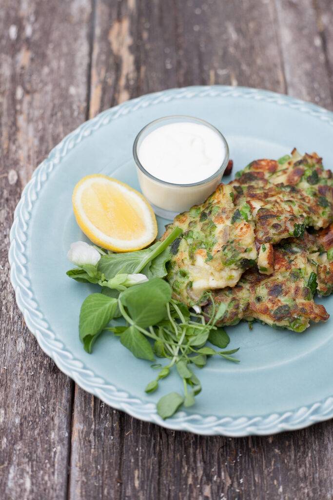 Sweet Pea and Halloumi Fritters