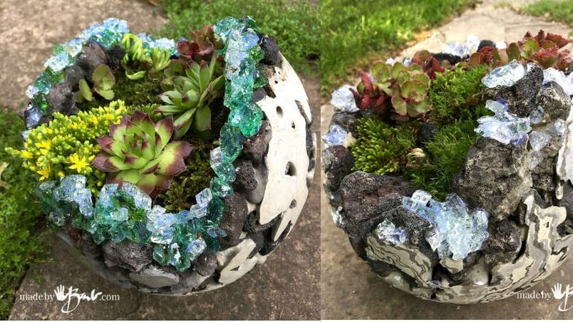 How to Make Rock and Concrete Geode Orb Planters