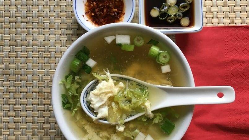 Egg Drop Soup with Cabbage and Turnip