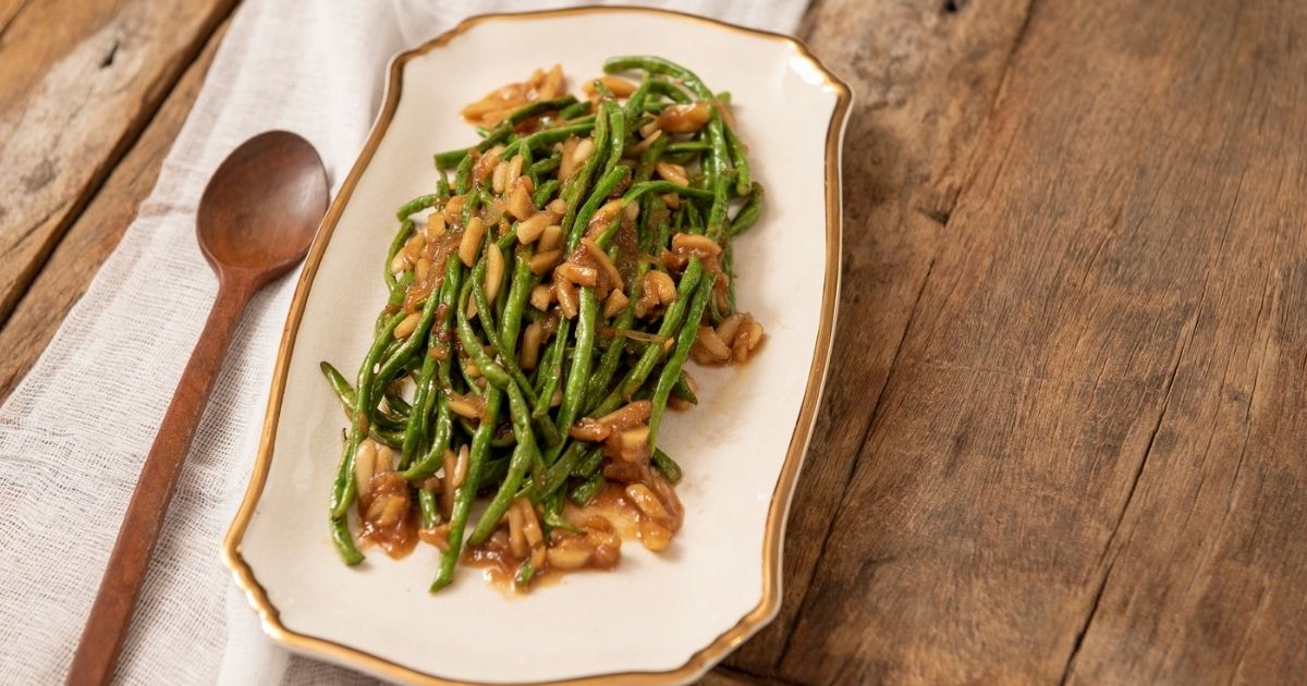 Asian Long Bean With Miso, Maple and Almonds