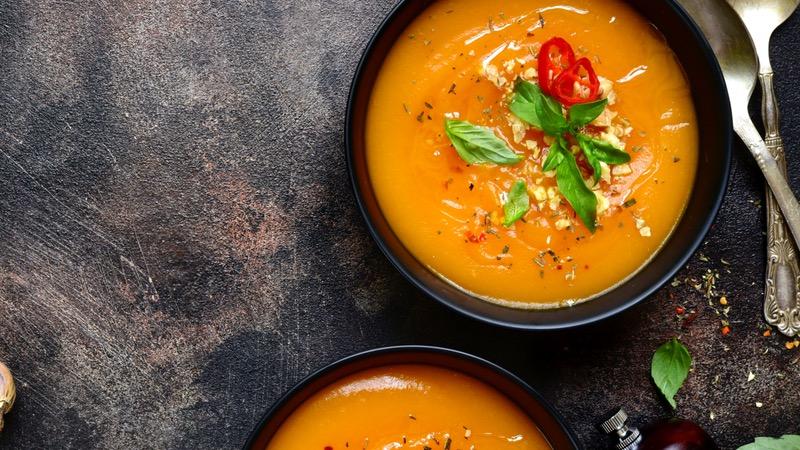 Thai Curry Pumpkin Soup with Coriander-Scallion Yogurt
