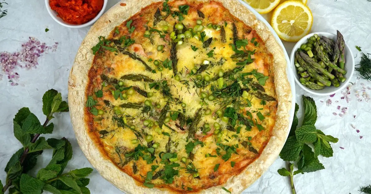 Deep-Dish Hot Smoked Salmon and Asparagus Quiche